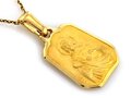 Złoty Medalik dwustronny próba 585 Prostokąt Maryja z Dzieciątkiem Jezus