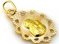 Złoty Medalik pr 585 Maryja z Dzieciątkiem Obwódka Ozdobna