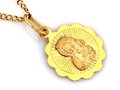 Złoty Medalik próba 333 Okrągły Matka Boska z Dzieciątkiem Ramka