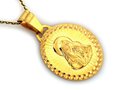 Złoty Medalik próba 585 Maryja z Dzieciątkiem Ramka Zdobienie