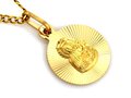 Złoty Medalik próba 585 okrągły Maryja z Dzieciątkiem