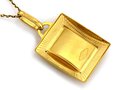 Złoty Medalik próba 585 Prostokąt Matka Boska z Dzieciątkiem Ramka Wzór Grecki