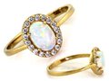 Złoty pierścionek 585 Różowy Opal z Cyrkoniamii