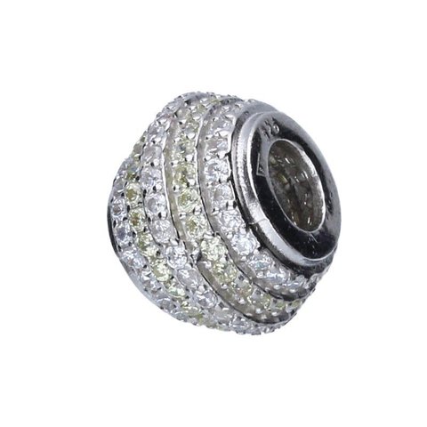 Koralik zawieszka Beads Srebro rodowane z białymi cyrkoniami