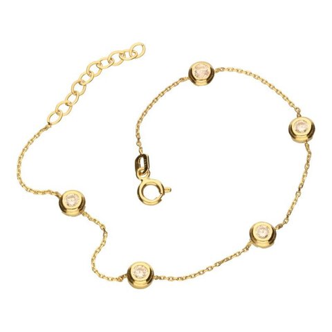 BRANSOLETA ZŁOTO PRÓBY 333, BIAŁE CYRKONIE O ŚREDNICY 5mm,Z REGULACJĄ