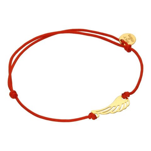 BRANSOLETA NA SZNURKU JUBILERSKIM W KOLORZE CZERWONYM, ZŁOTO 333