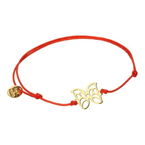 BRANSOLETKA NA SZNURKU JUBILERSKIM W KOLORZE CZERWONYM,ZŁOTO 585