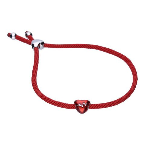 Bransoletka Beads Srebrna 925 Czerwona z sercem linia życia