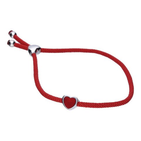 Bransoletka Beads Srebrna 925 Czerwona z Sercem