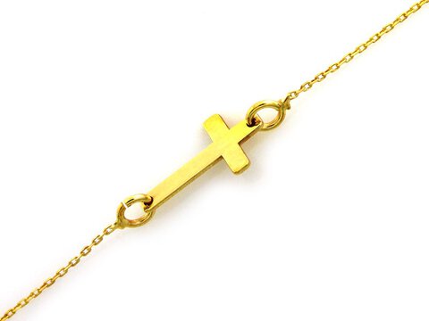 Złota bransoletka 333 Krzyż 