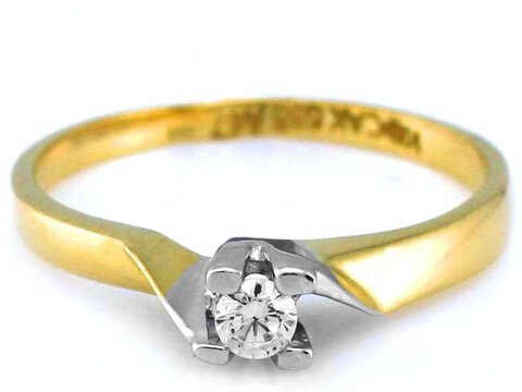 Delikatny 585 złoty  pierścionek zaręczynowy 3
