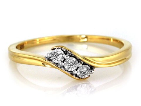 DELIKATNY ZŁOTY PIERŚCIONEK 585 BRYLANT 0.030ct - SI/H
