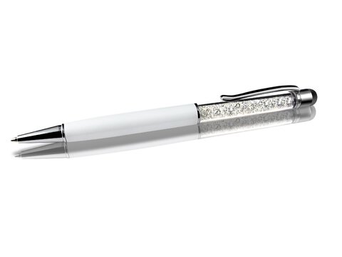 Długopis z kryształami Cienki Biały touch 