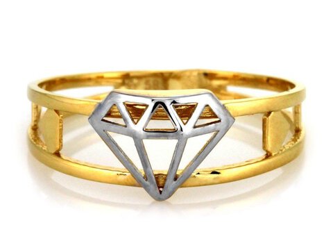 Dwukolorowy Złoty pierścionek 585 Diament