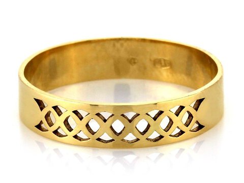 Klasyczny złoty 585 ażurowy pierścionek