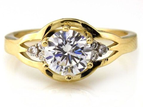 Klasyczny złoty pierścionek z oczkiem 585 3
