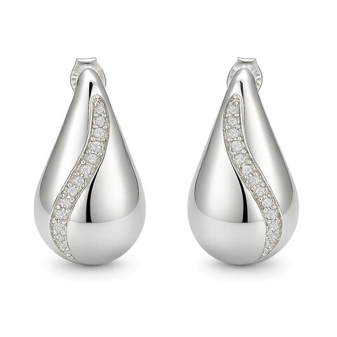 KOLCZYKI  NA SZTYFCIE, SREBRO PRÓBY 925 RODOWANE BIAŁE CYRKONIE