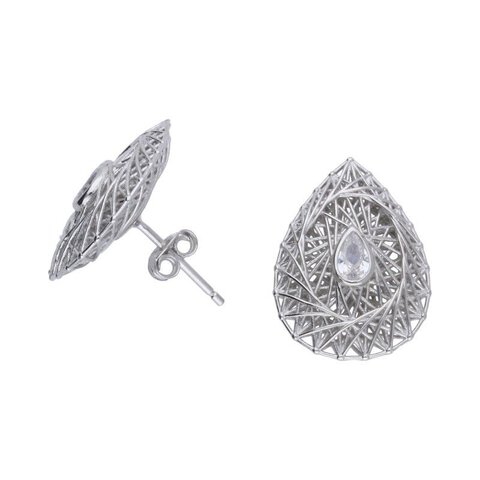 KOLCZYKI AŻUROWE NA SZTYFCIE, SREBRO,CYRKONIA