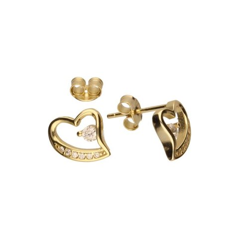 KOLCZYKI NA SZTYFCIE Z CYRKONIAMI, SREBRO PRÓBY 925 POZŁACANE,BIAŁE CYRKONIE