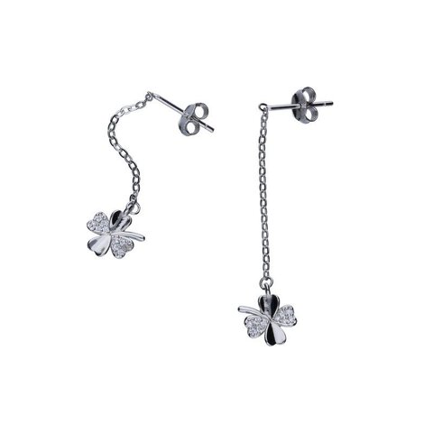 KOLCZYKI NA SZTYFCIE WISZĄCE,SREBRO PRÓBY 925 RODOWANE,  BIAŁE CYRKONIE