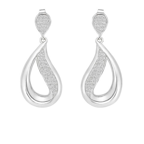 KOLCZYKI  NA SZTYFCIE WISZĄCE RODOWANE CYRKONIE KROPLE