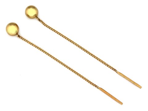 Kolczyki Złoto pr 585 przeciągane z kulką 6mm przy uchu