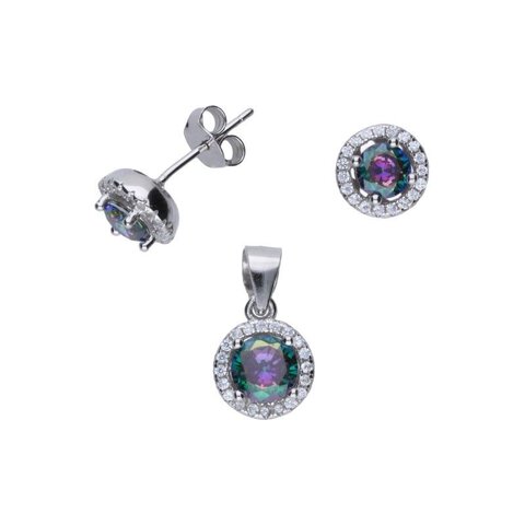 KOMPLET  TYPU MARKIZA, KOLCZYKI NA SZTYFCIE PLUS ZAWIESZKA,TURMALIN