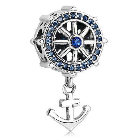 Koralik Zawieszka Beads do Pandora Srebro 925 Koło Sterowe Kotwica