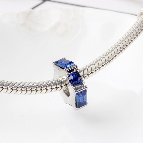 Koralik Zawieszka Beads do Pandora Srebro 925 Niebieski Kryształ