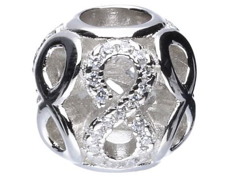 Koralik Zawieszka Beads Srebro 925 Infinity Biała Cyrkonia