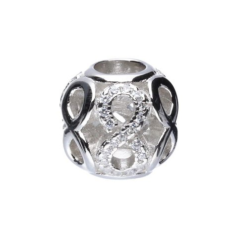Koralik Zawieszka Beads Srebro 925 Infinity Biała Cyrkonia