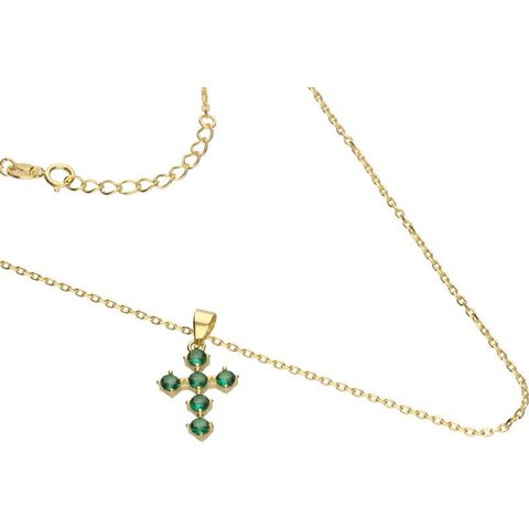 NASZYJNIK NA ŁAŃCUSZKU O SPLOCIE TYPU ANKIER, SREBRO PRÓBY 925,CYRKONIA EMERALD