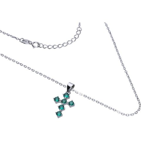 NASZYJNIK NA ŁAŃCUSZKU O SPLOCIE TYPU ANKIER, SREBRO PRÓBY 925,CYRKONIA EMERALD