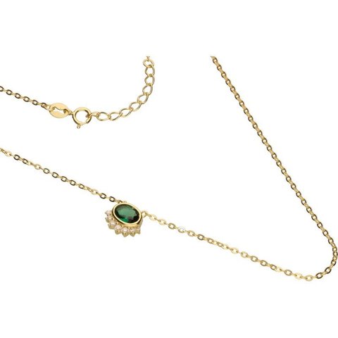 NASZYJNIK NA ŁAŃCUSZKU O SPLOCIE TYPU ANKIER,CYRKONIA EMERALD