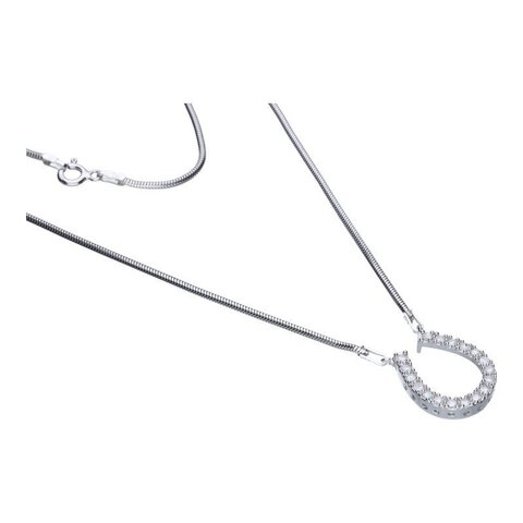 NASZYJNIK NA LINCE, SREBRO PRÓBY 925 RODOWANE,Z BIAŁYMI CYRKONIAMI