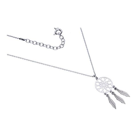 NASZYJNIK AŻUROWY, SREBRO PRÓBY 925 RODOWANE, ŁAPACZ SNÓW