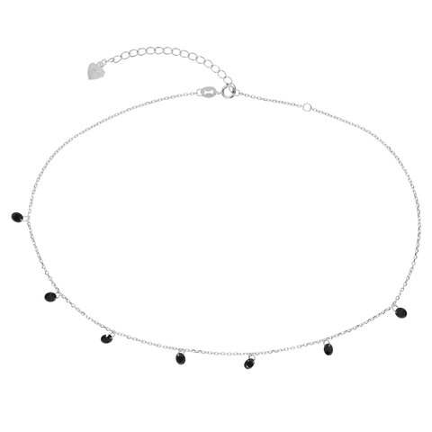 Naszyjnik Choker Srebro 925 Siedem Czarnych Cyrkonii 2