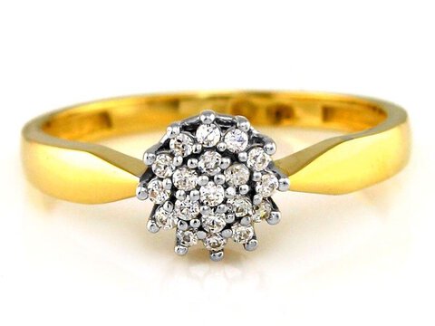 Piękny dwukolorowy złoty pierścionek z cyrkoniami 585