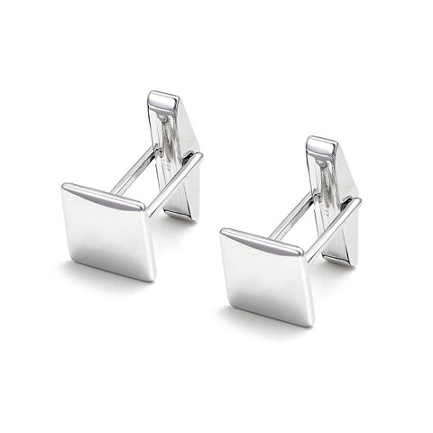 SPINKI DO MANKIETÓW GŁADKIE KWADRAT RODOWANE