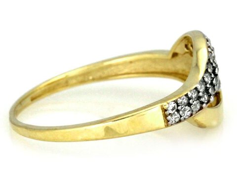 stylowy złoty pierścionek 585  z cyrkoniami  2