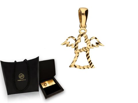 Wisiorek Złoto pr 585 Diamentowany Aniołek