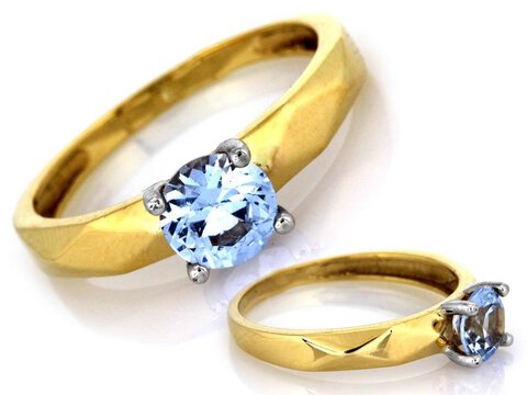 Zaręczynowy złoty pierścionek 585 fasetowany