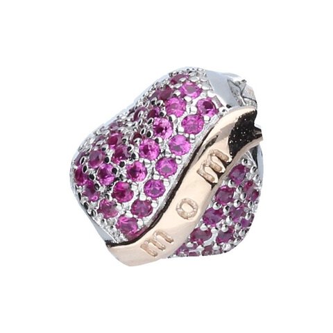Koralik Zawieszka Beads do Pandora Srebro 925, Serce Różowe "Mom"