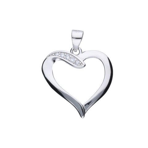 ZAWIESZKA SERCE, SREBRO PRÓBY 925 RODOWANE,BIAŁE CYRKONIE