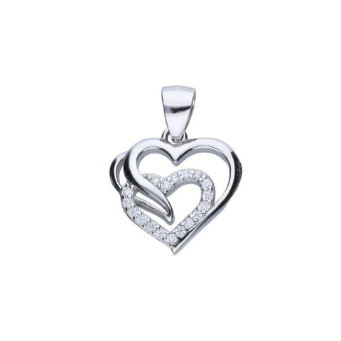 ZAWIESZKA SERCA AŻUROWE, SREBRO PRÓBY 925 RODOWANE,BIAŁE CYRKONIE