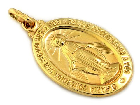Złoty medalik próba 585 z Matką Boską Niepokalaną 