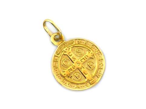 Złoty medalik próba 585 z Święty Benedykt