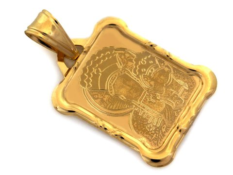 Medalik złoto pr 585 prostokątny Matka Boska z Dzieciątkiem 