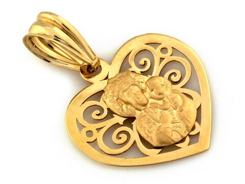 Medalik Złoto pr 585 Serce Matka Boska