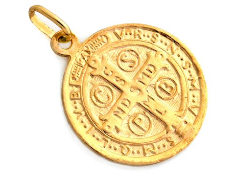 Medalik Złoto pr 585 Krzyż Świętego Benedykta 